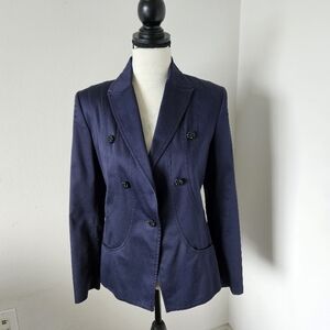 🇨🇵 Navy Blue Double-Breasted Blazer Nathalie Chaize size small 🇨🇵